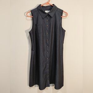 Calvin Klein Dark Blue Button-Down Midi Dress